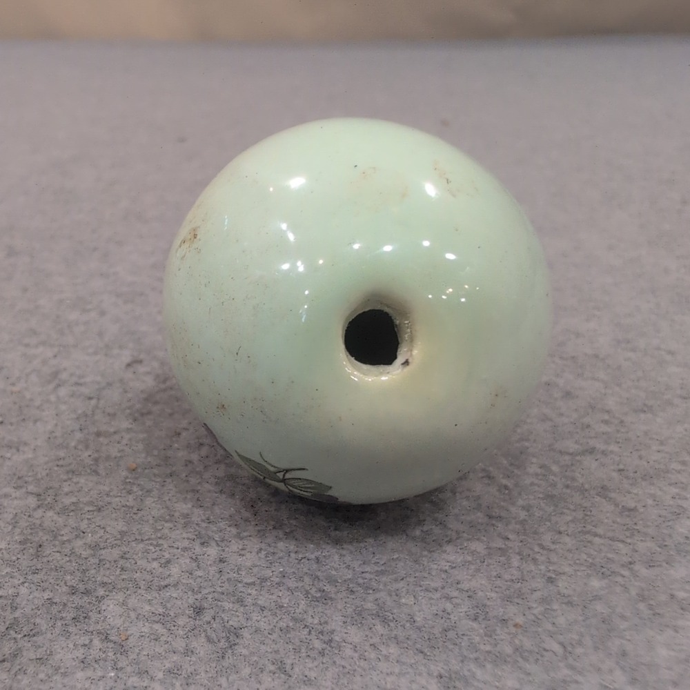 Vintage Floral Ceramic Decorative Egg Pale Green Rose Pattern Ornament - Picture 3 of 4